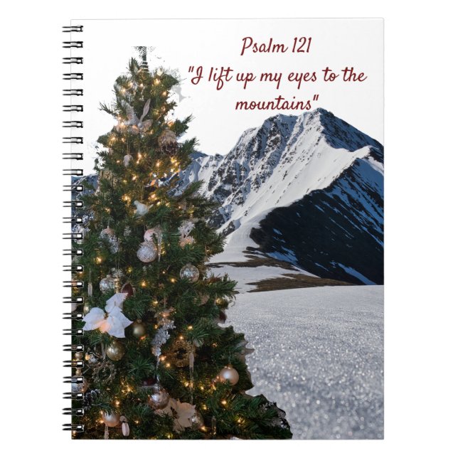 Psalm 121 Julgran Berg Notisblock Anteckningsbok (Framsidan)