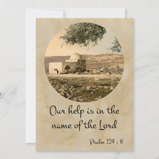 Psalm 124:8 på ett vackert bibliskt hälsningskort julkort