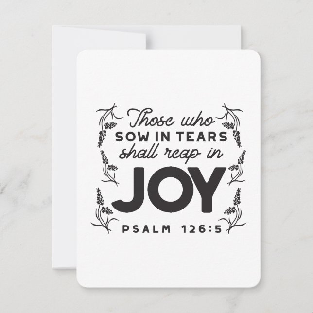Psalm 126:5 Scripture Typography – Reap in Joy Anteckningskort (Framsida)
