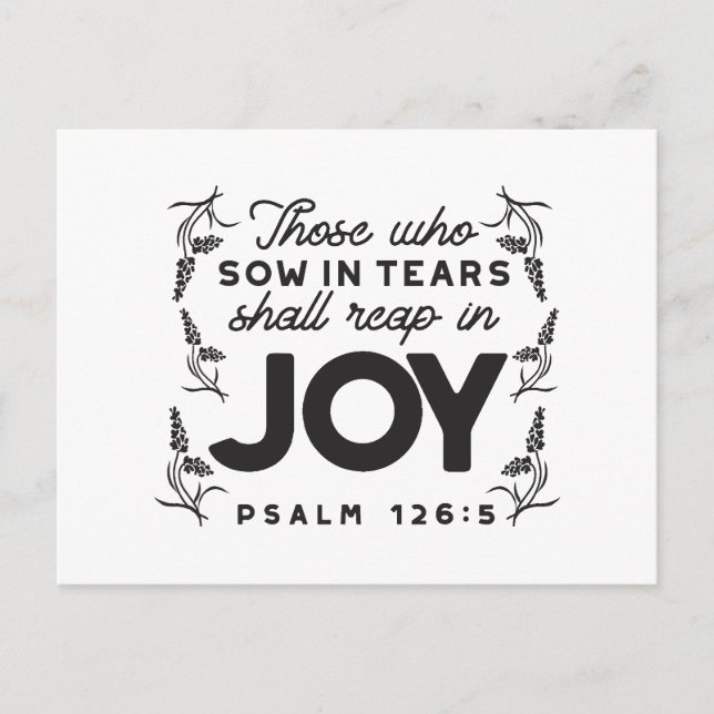 Psalm 126:5 Scripture Typography – Reap in Joy Helg Vykort (Framsida)