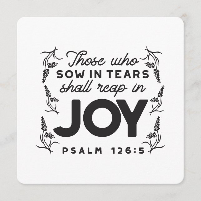 Psalm 126:5 Scripture Typography – Reap in Joy Julkort (Framsida)