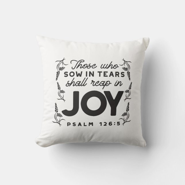 Psalm 126:5 Scripture Typography – Reap in Joy Kudde (Framsida)