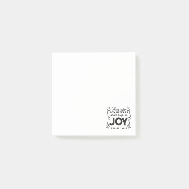 Psalm 126:5 Scripture Typography – Reap in Joy Post-it Block (Framsida)