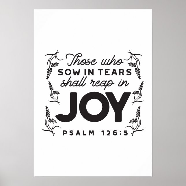 Psalm 126:5 Scripture Typography – Reap in Joy Poster (Framsidan)