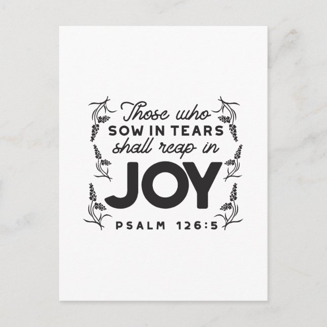 Psalm 126:5 Scripture Typography – Reap in Joy Vykort (Framsida)