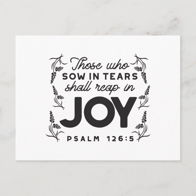 Psalm 126:5 Scripture Typography – Reap in Joy Vykort (Framsida)