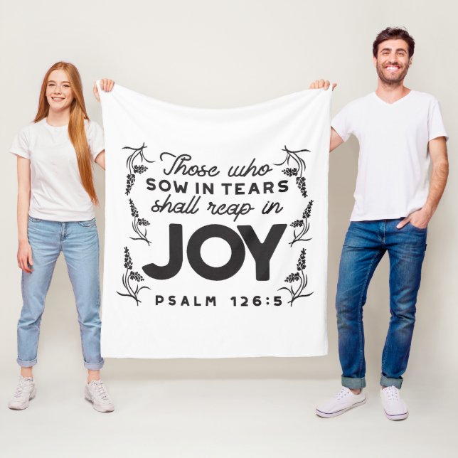 Psalm 126:5 Skriftstypografi – Skörda i glädje Fleecefilt (På plats)
