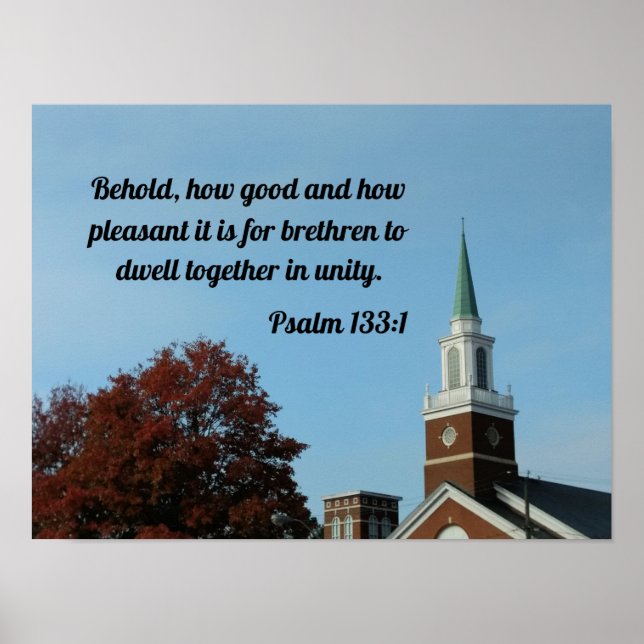Psalm 133:1 Behold, hur bra och hur trevlig Poster (Framsidan)