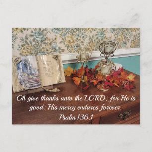 Psalm 136:1 O tacka Herren, ty han är Vykort