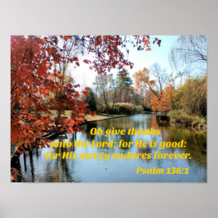Psalm 136:1 Oj ge tack till Herren Poster