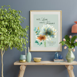 Psalm 136 Hans Kärlek är i Blommigtens Grönt Poster