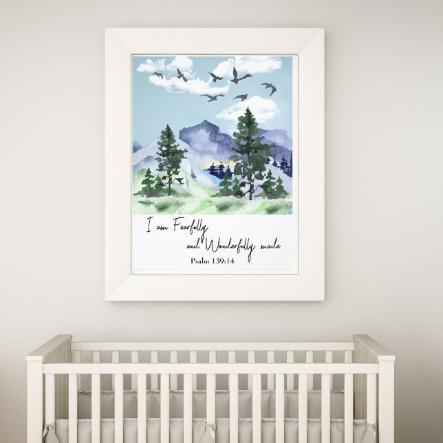 Psalm 139:14 Christian Nursery Wall Art Mountains Fototryck (Skapare uppladdad)