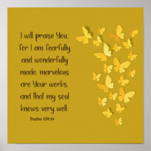 Psalm 139:14 Fjärt och underligt gjord Poster