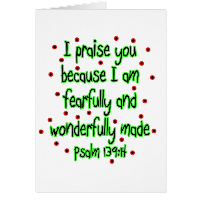 Psalm 139:14 hälsningskort (Framsidan)