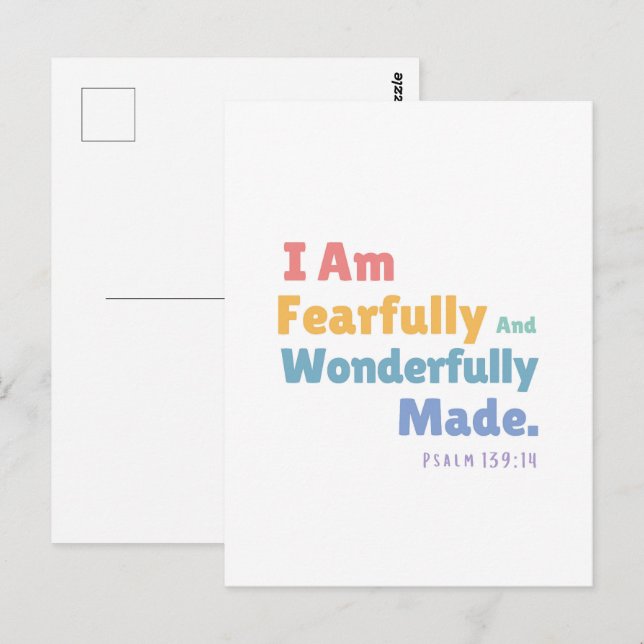 Psalm 139:14 Kids Bible Verse Christian Nursery Vykort (Fram/baksida)
