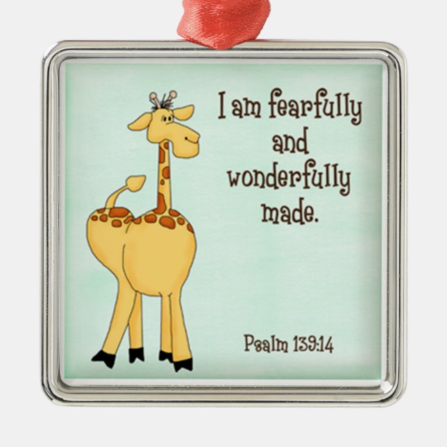 psalm 139:14 Kristian giraffe grönt Julgransprydnad Metall (Framsidan)