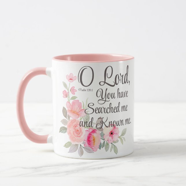 Psalm 139:1 O Herre Du har sökt mig Blomma Mugg (Vänster)