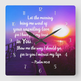 Psalm 143:8 Ord i Kärlek, skript Fyrkantig Klocka