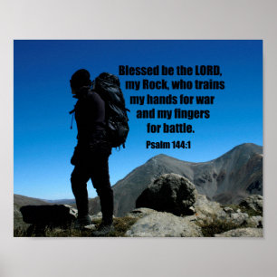 Psalm 144:1 Välsignad är Herren min sten som Poster