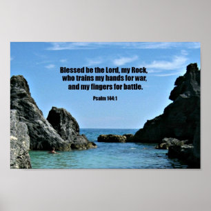 Psalm 144:1 Välsignad var Herren, min sten.. Poster
