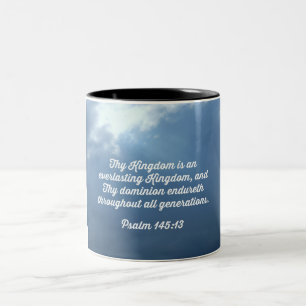 Psalm 145:13 Thy Kingdom är ett evigt Kungariket Två-Tonad Mugg