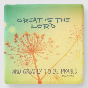 Psalm 145:3 Underbar är Herren, Bible Verse Underlägg Sten