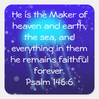 Psalm 146:6 Blue Jellyfish Sticker Fyrkantigt Klistermärke
