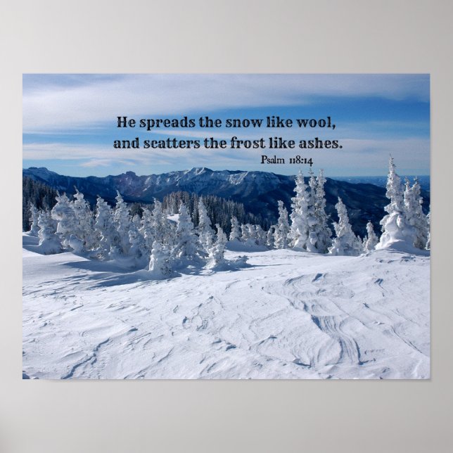 Psalm 147:16 Han sprider snö.. Poster (Framsidan)