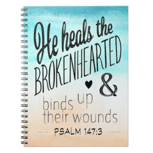 Psalm 147:3 Han hälsar brokenhjärten Anteckningsbok