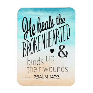 Psalm 147:3 Han hälsar brokenhjärten Magnet