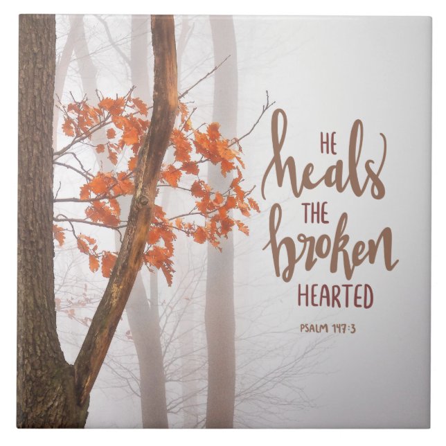 Psalm 147:3 Han läcker den brutna hörda Kakelplatta (Framsidan)