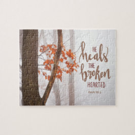 Psalm 147:3 Han läcker den brutna hörda Pussel