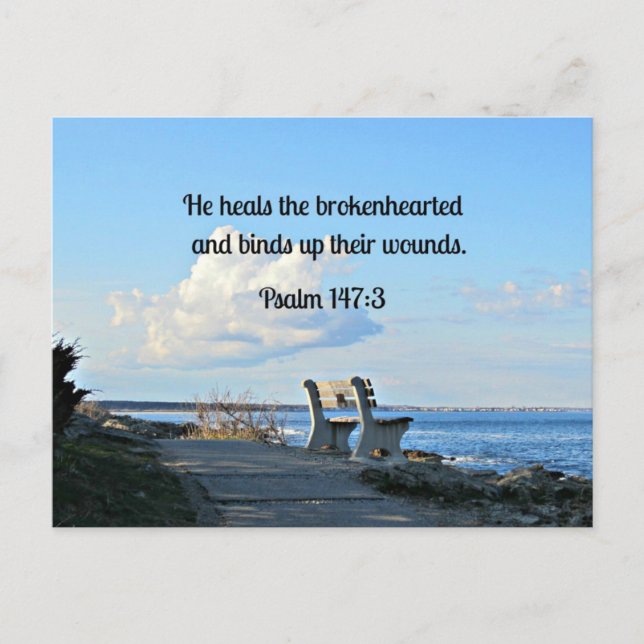 Psalm 147:3 Han läker den brokenhjärta... Vykort (Framsida)