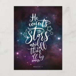 Psalm 147:4-5 Han räknar Stars Bible Verse Vykort