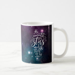 Psalm 147:4 Han räknar Stars Bible Kaffemugg