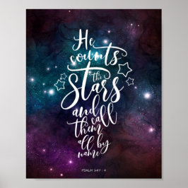 Psalm 147:4 Han räknar Stars Bible Poster