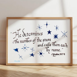 Psalm 147 4 Stars Bible Verse Christian Poster