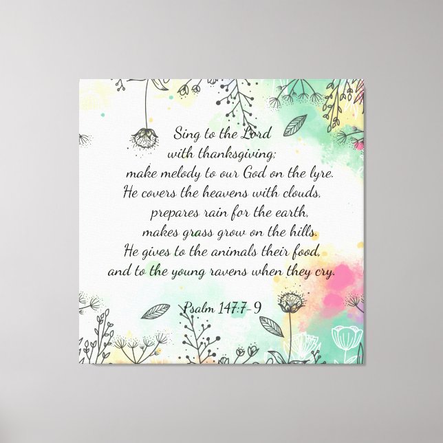 Psalm 147:7-9 canvastryck (Framsida)