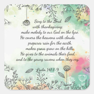Psalm 147 fyrkantigt klistermärke