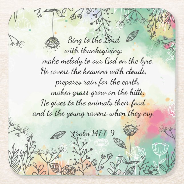 Psalm 147 underlägg papper kvadrat (Framsidan)