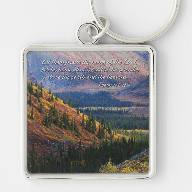 Psalm 148:13-nyckelkedjor fyrkantig silverfärgad nyckelring (Framsidan)