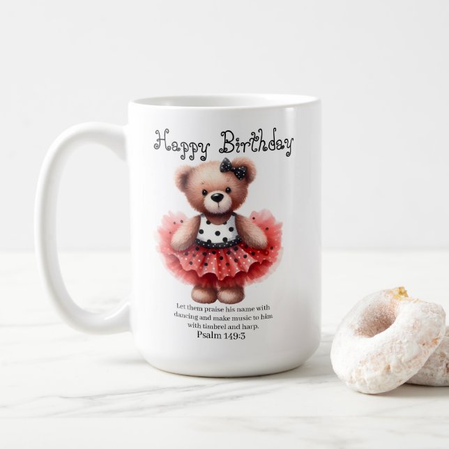 Psalm 149:3 Teddy Ballerina Coffee Mug Kaffemugg (Med munk)
