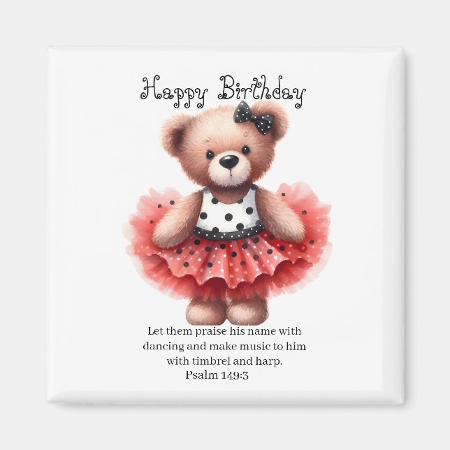 Psalm 149:3 Teddy Ballerina Magnet (Framsidan)