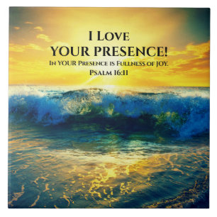 Psalm 16:11, Bibelverse, Vacker Ocean Sunset Kakelplatta