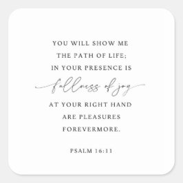 Psalm 16:11 Fullständig Glädje Fyrkantigt Klistermärke