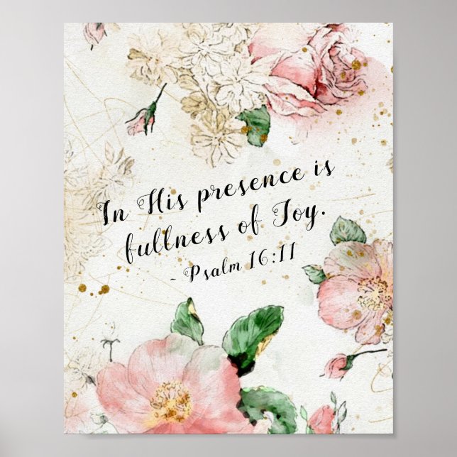 Psalm 16:11 I sin närvaro är Joy full. Poster (Framsidan)