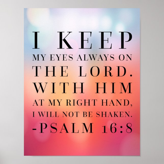 Psalm 16:8 Bibelcitat Poster (Framsidan)