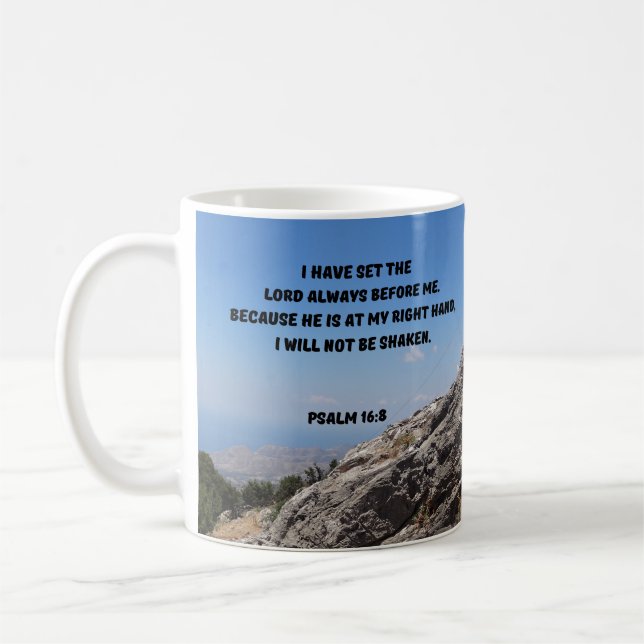 Psalm 16:8 Christian Bible Verse Kaffemugg (Vänster)