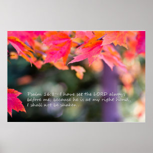 Psalm 16:8 på Höst löv Poster