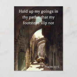 Psalm 17:5 på ett gammalt foto av Via Dolorosa Vykort